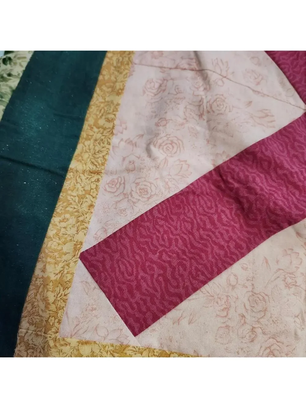 Handmade Quilted Throw Blanket Purple Heart Applique Cottagecore Wall Hanging